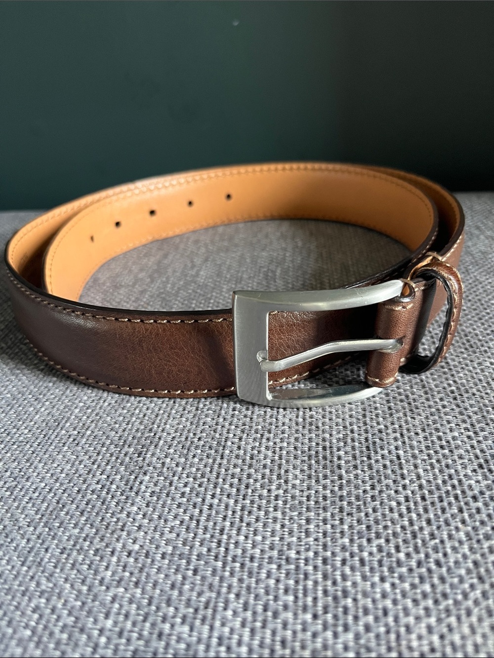 Trafalgar 100% Genuine Italian Leather - Brown Belt with Silver Buckle